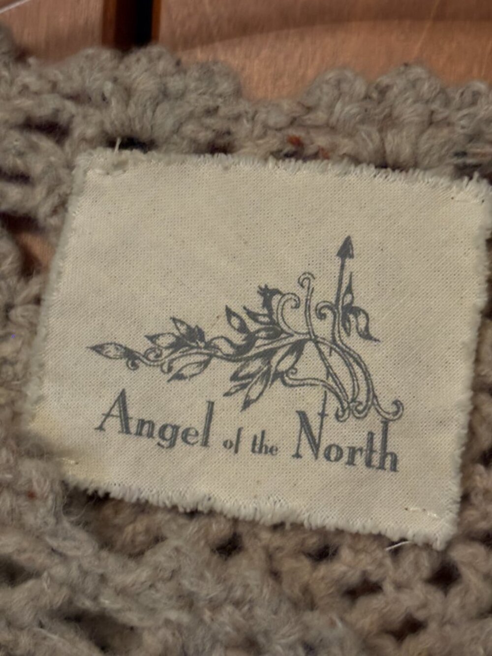 Anthropologie Angel of the North Open Knit Crochet Sweater - Gray / Beige Sz XS - Picture 3 of 5